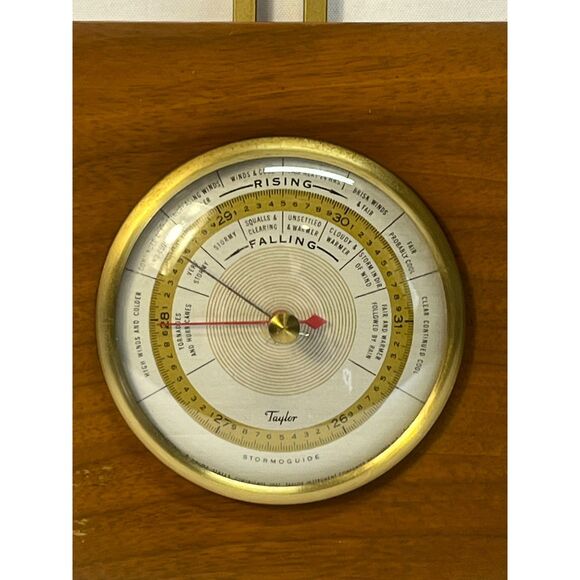 Vintage MCM Taylor Barometer Thermometer Art Deco WORKS - Picture 3 of 11